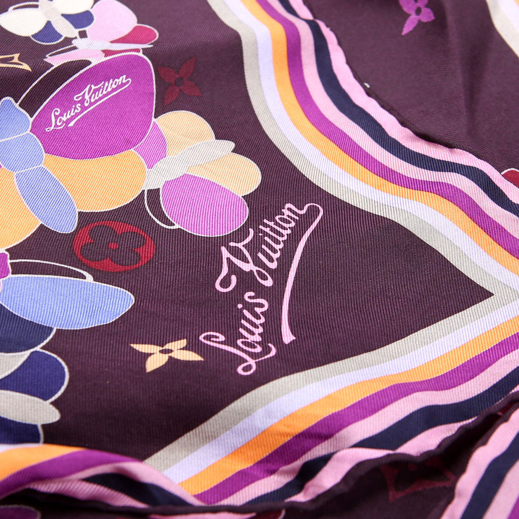 Carre Papillon Butterfly Silk Scarf Purple/Multicolor