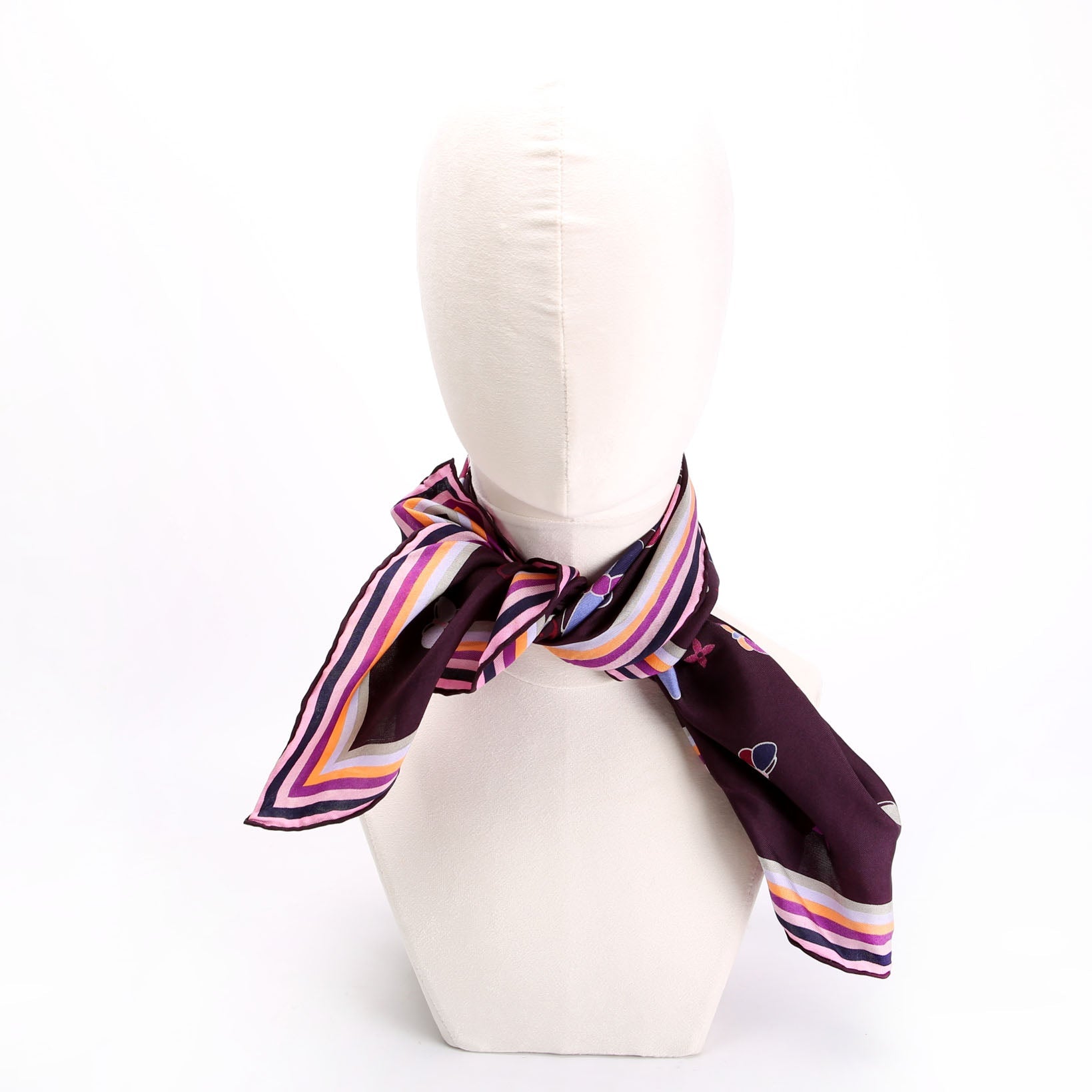 Carre Papillon Butterfly Silk Scarf Purple/Multicolor