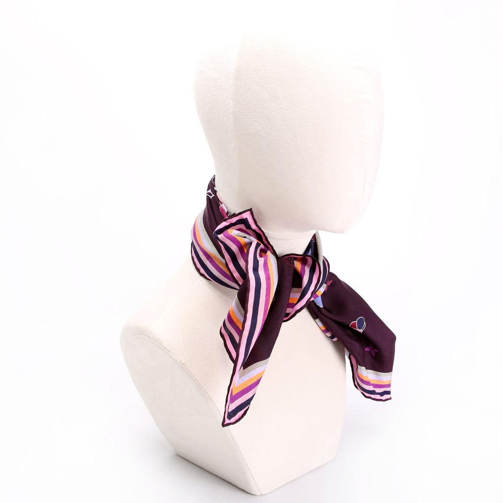 Carre Papillon Butterfly Silk Scarf Purple/Multicolor