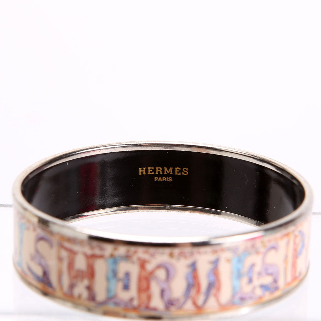 Hermes Enamel Wide Bangle Bracelet Pink/Mulitcolor