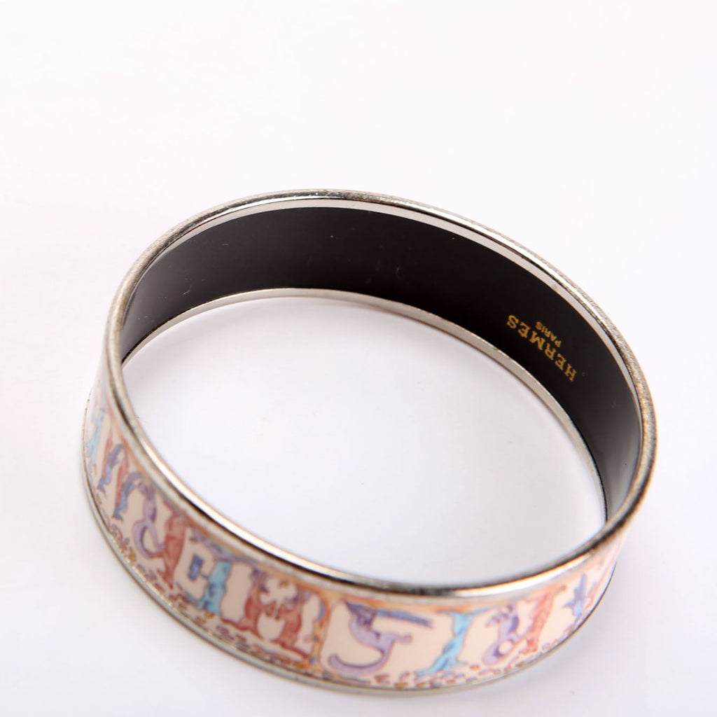 Hermes Enamel Wide Bangle Bracelet Pink/Mulitcolor