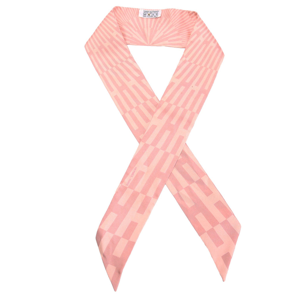 Hermes Geometric H Twilly Silk Scarf Pink