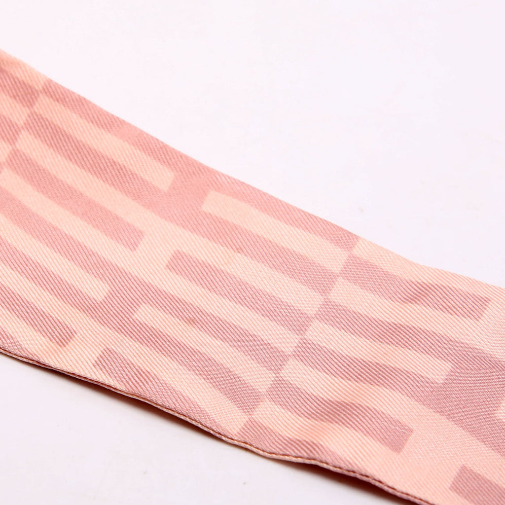 Hermes Geometric H Twilly Silk Scarf Pink