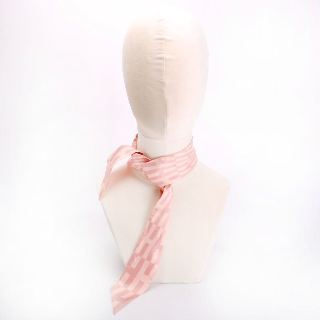 Hermes Geometric H Twilly Silk Scarf Pink
