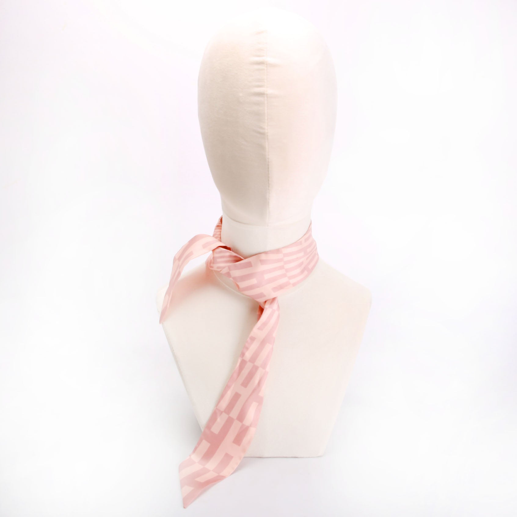 Hermes Geometric H Twilly Silk Scarf Pink