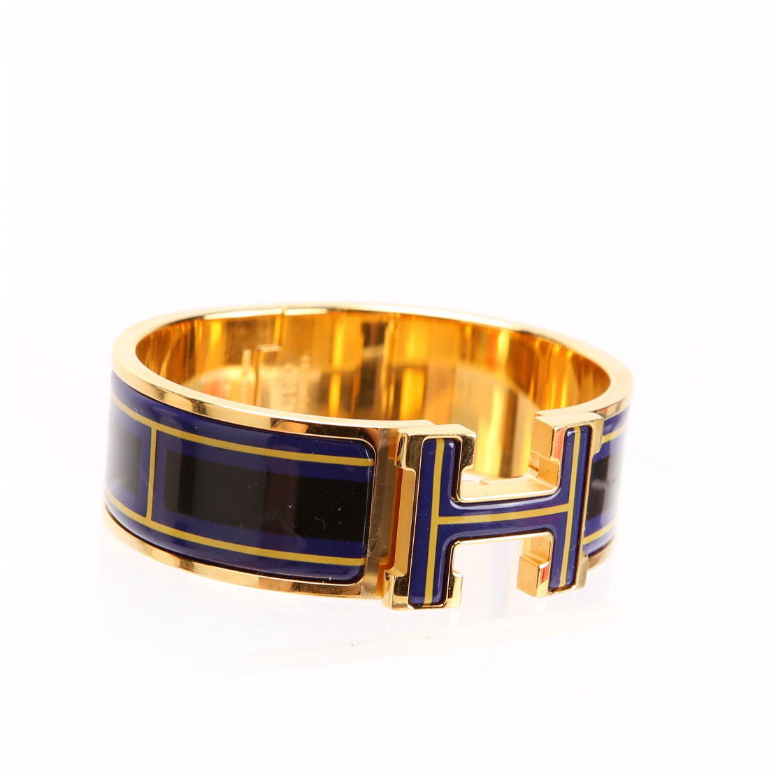 Clic Clac Enamel H Wide PM Bracelet Gold/Navy