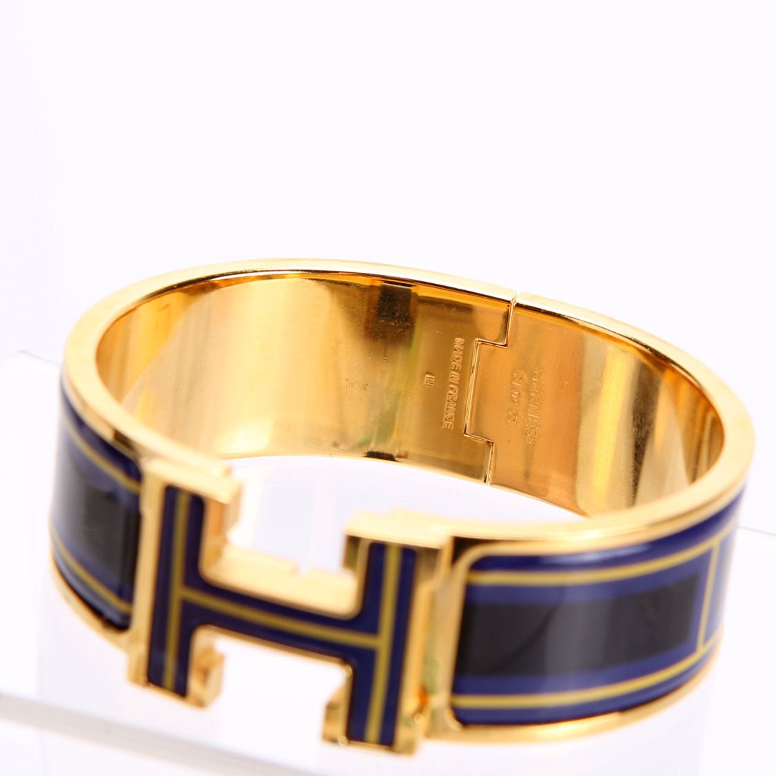 Clic Clac Enamel H Wide PM Bracelet Gold/Navy