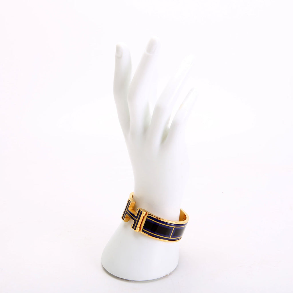 Clic Clac Enamel H Wide PM Bracelet Gold/Navy