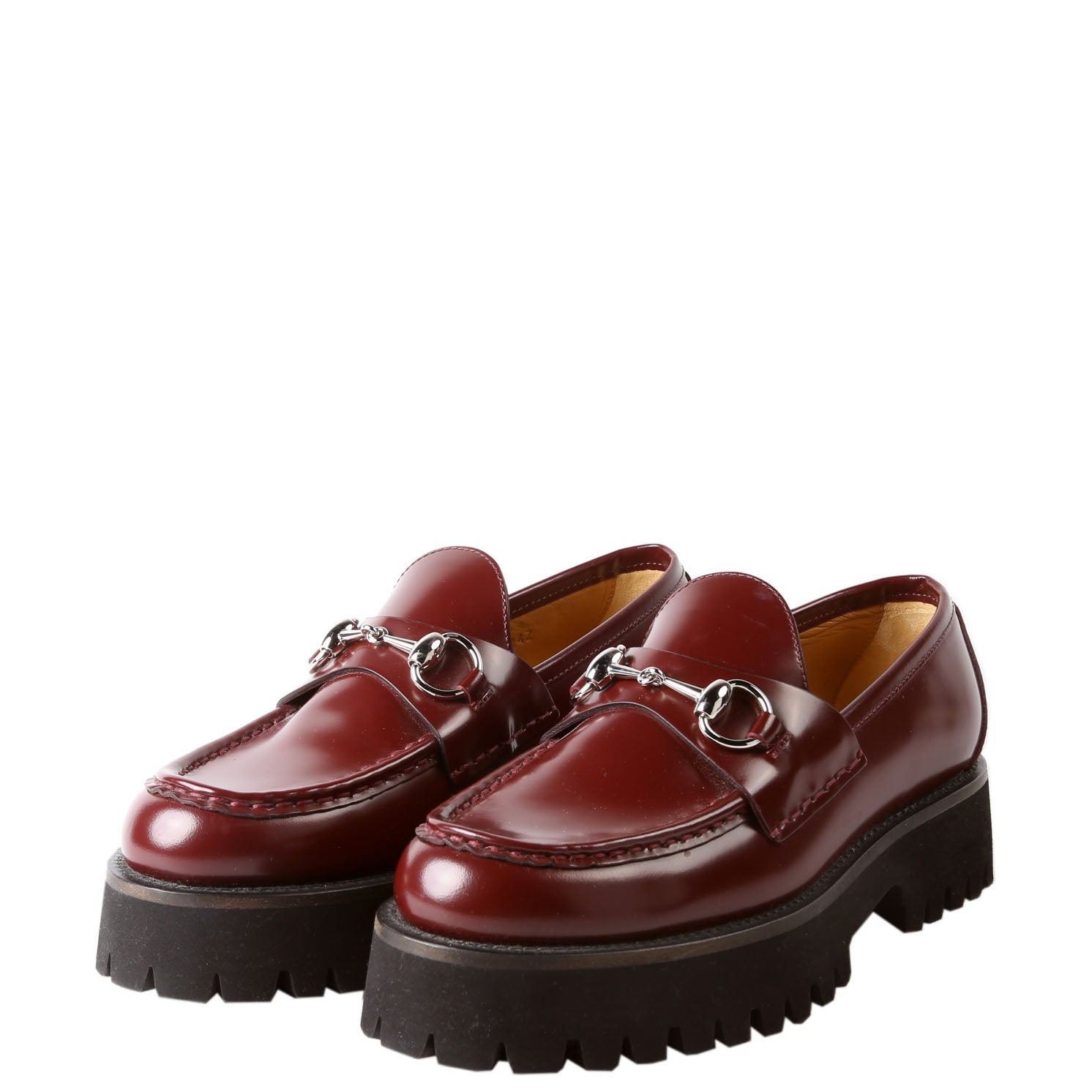 Gucci Horsebit Lug Sole Platform Loafers Size 36.5 Red