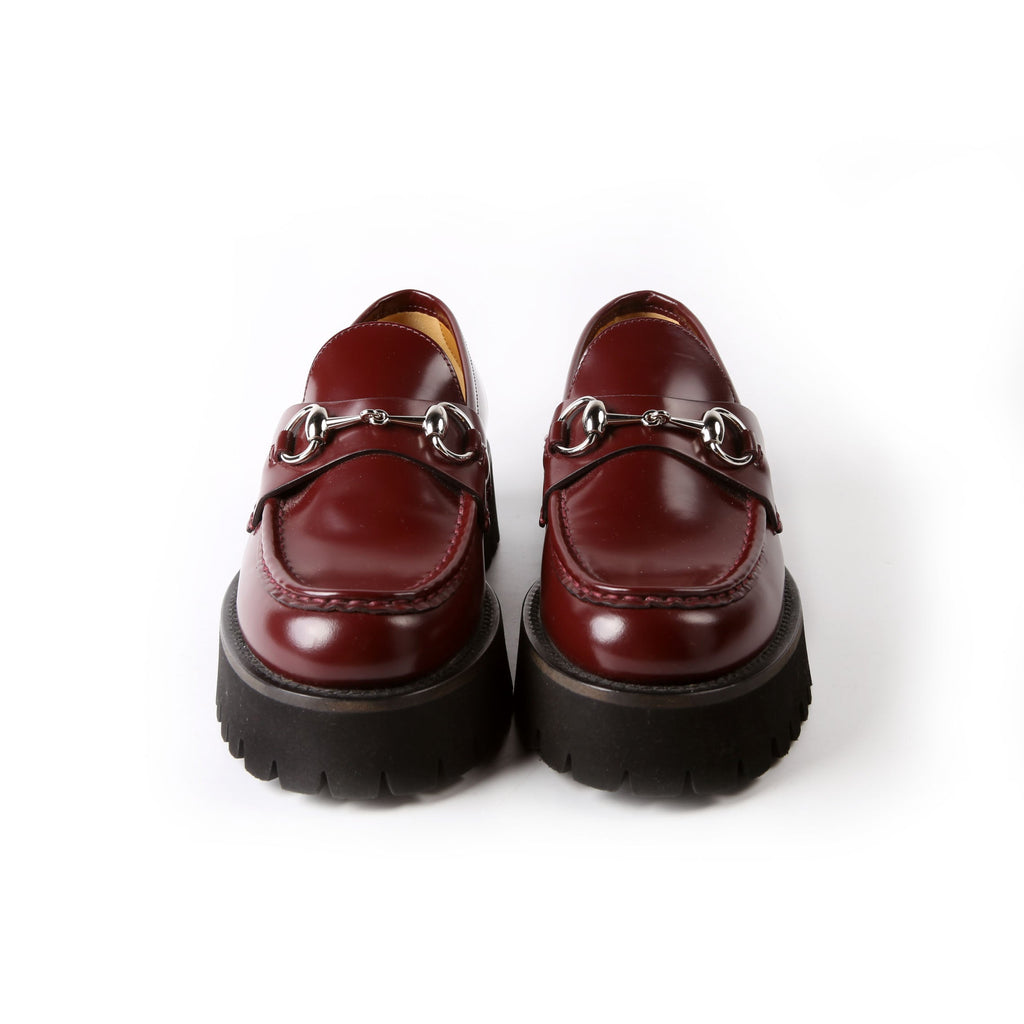 Gucci Horsebit Lug Sole Platform Loafers Size 36.5 Red