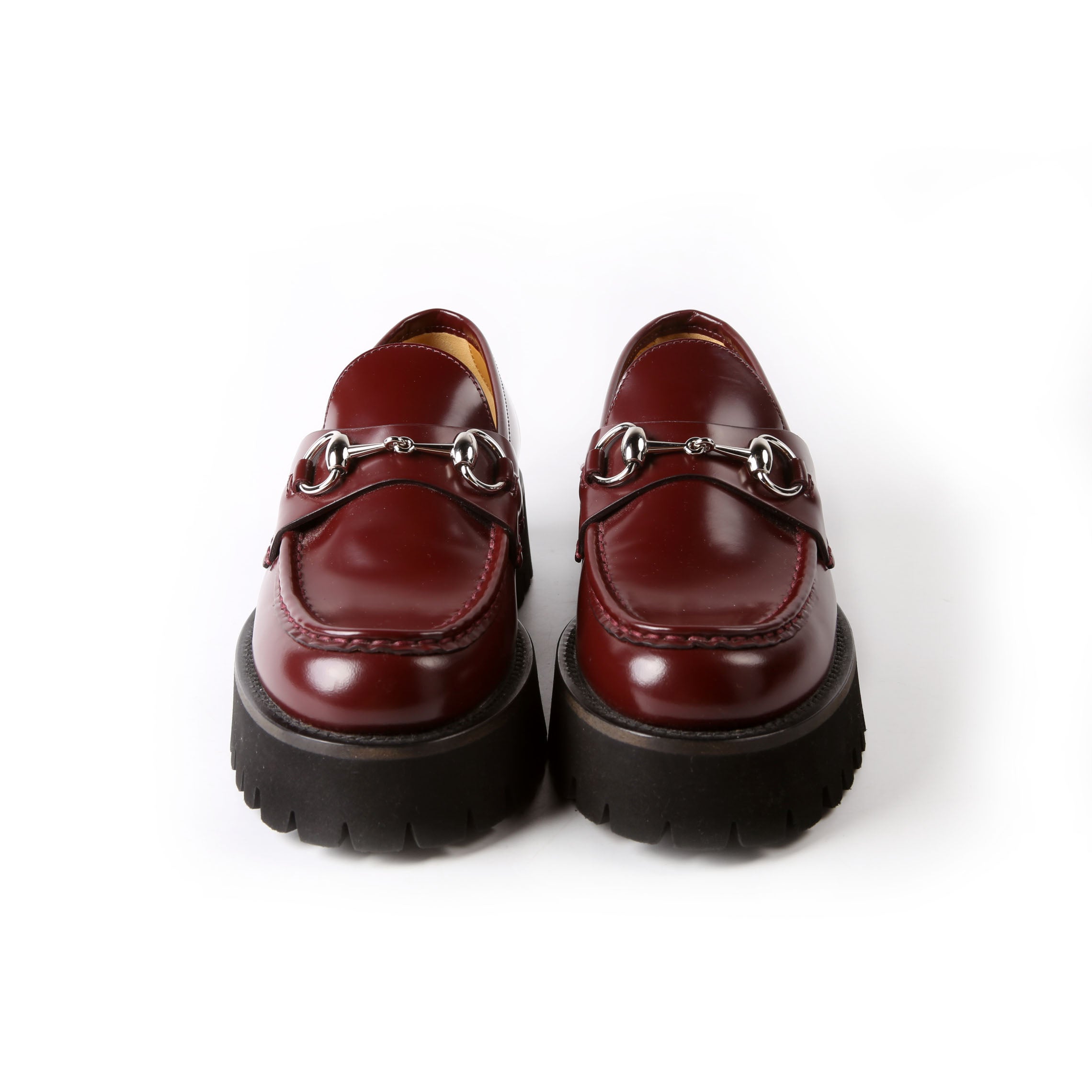 Gucci Horsebit Lug Sole Platform Loafers Size 36.5 Red