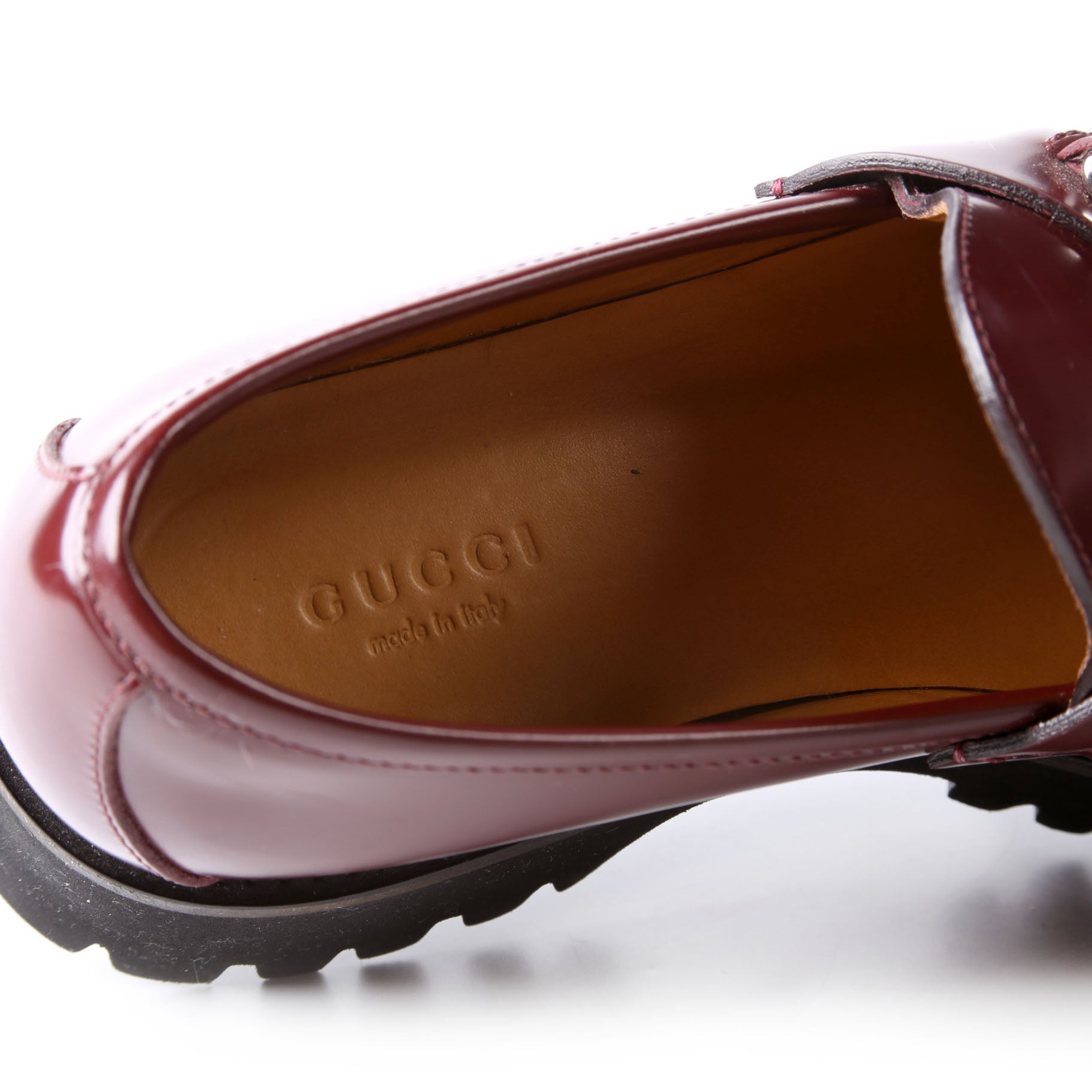 Gucci Horsebit Lug Sole Platform Loafers Size 36.5 Red
