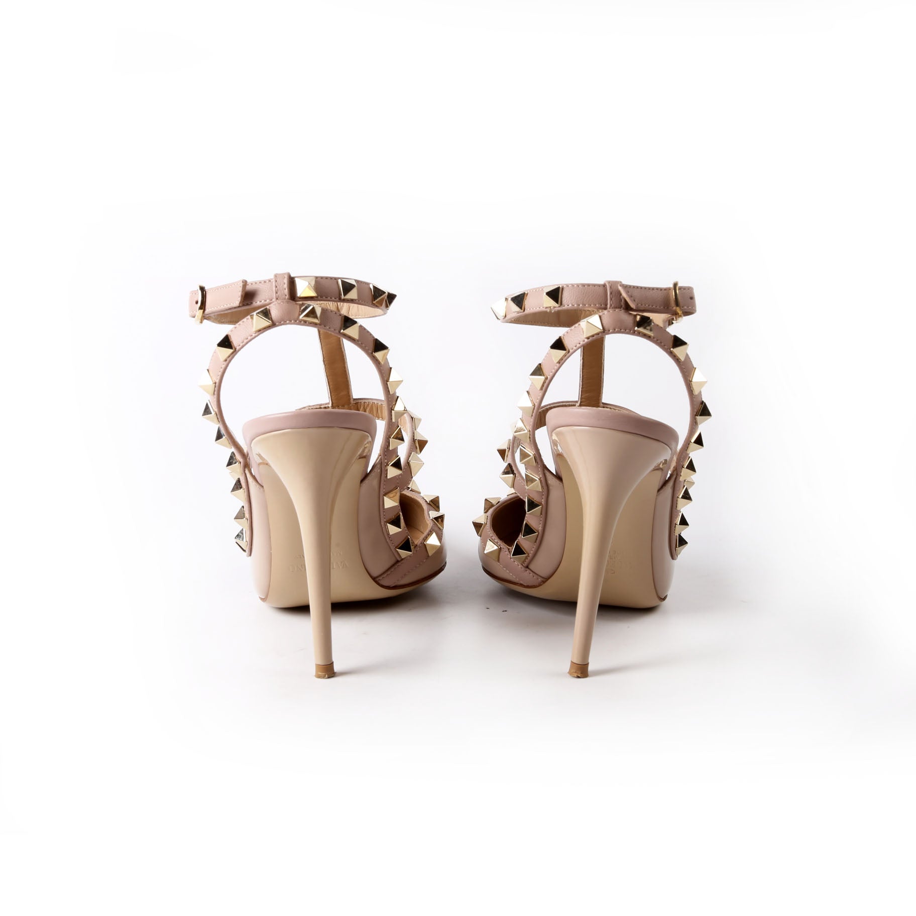 Rockstud Caged Heels Size 38 Tan