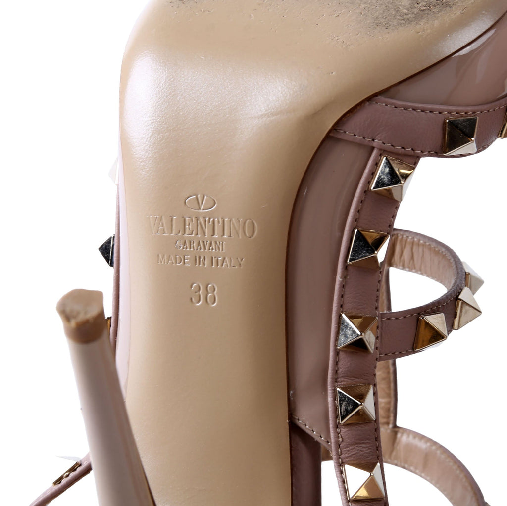Rockstud Caged Heels Size 38 Tan