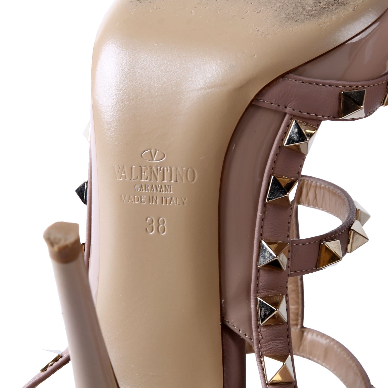 Rockstud Caged Heels Size 38 Tan