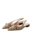 Gucci GG Pointed Toe Slingback Flats Size 37 Beige