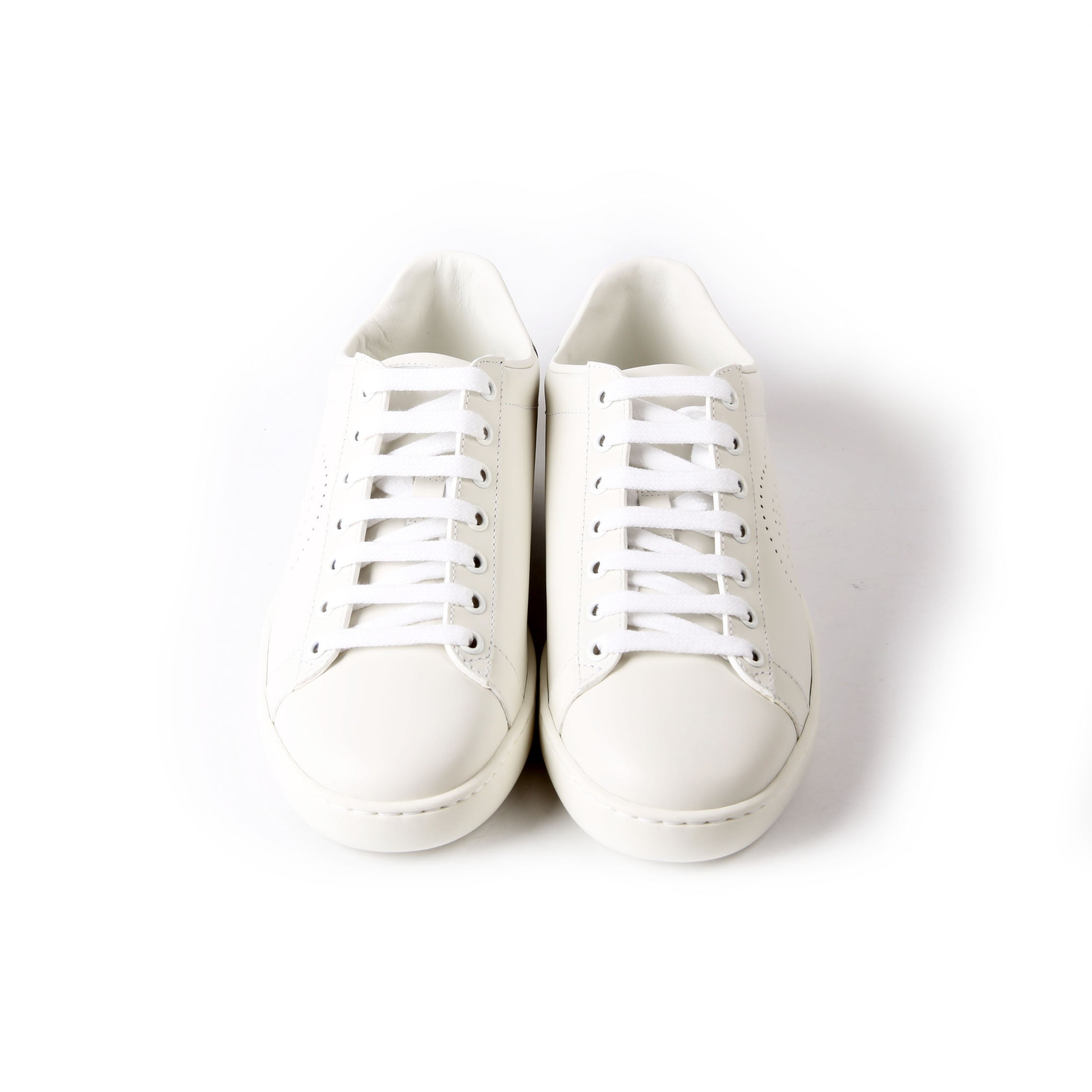 Ace Web Interlocking G Leather Sneakers Size 36.5 White/Gray
