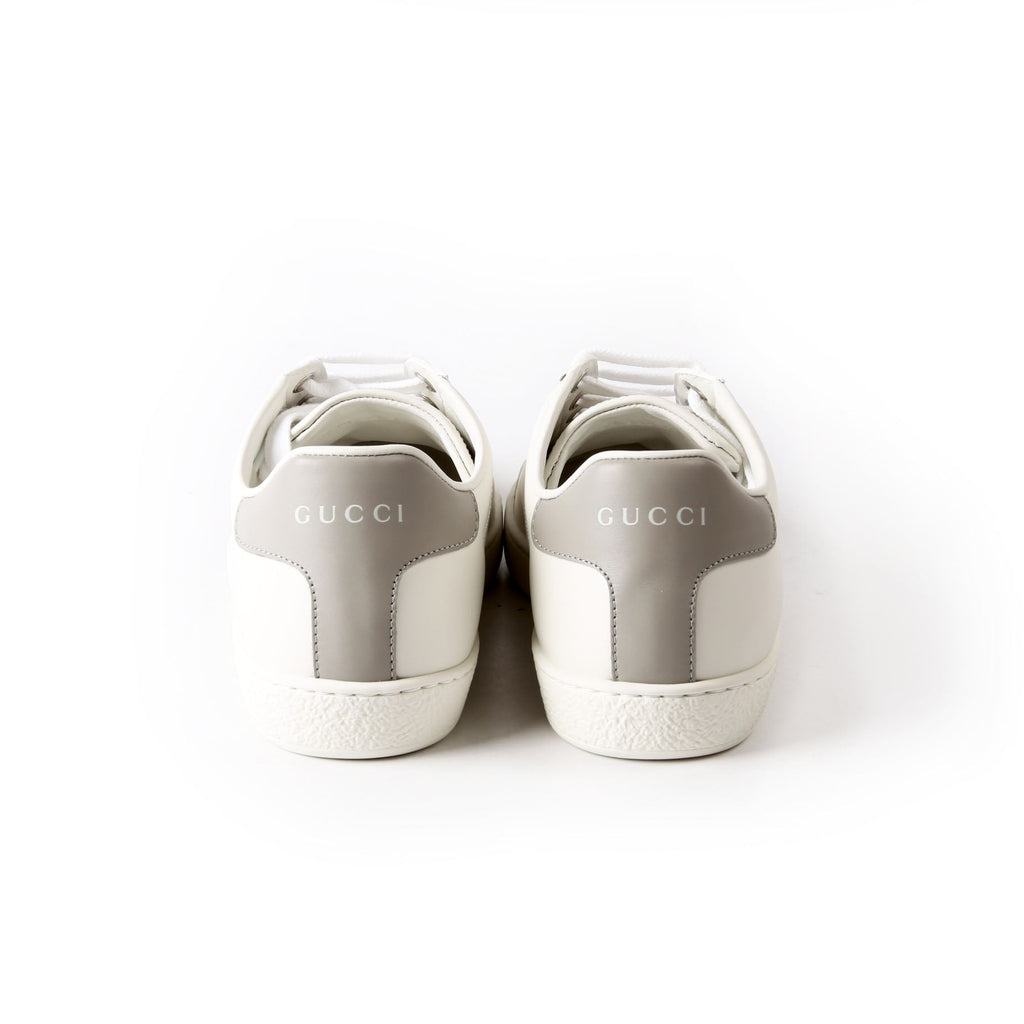 Ace Web Interlocking G Leather Sneakers Size 36.5 White/Gray
