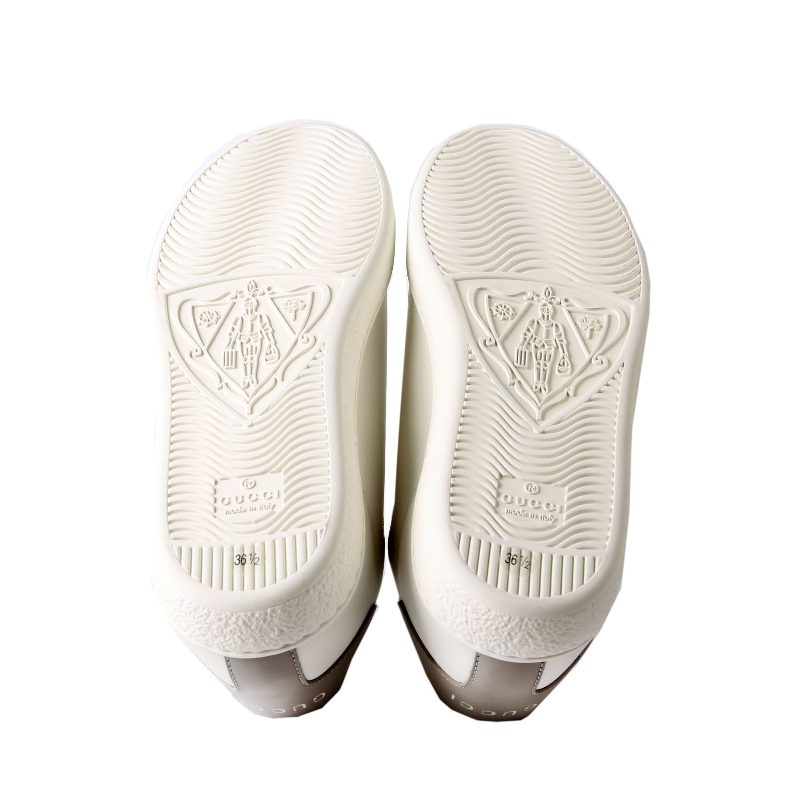 Ace Web Interlocking G Leather Sneakers Size 36.5 White/Gray