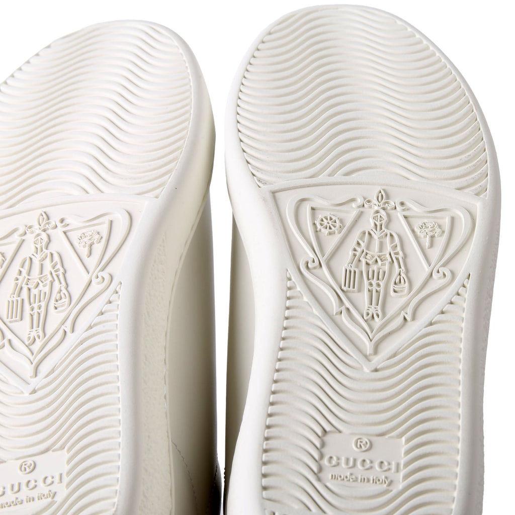 Ace Web Interlocking G Leather Sneakers Size 36.5 White/Gray