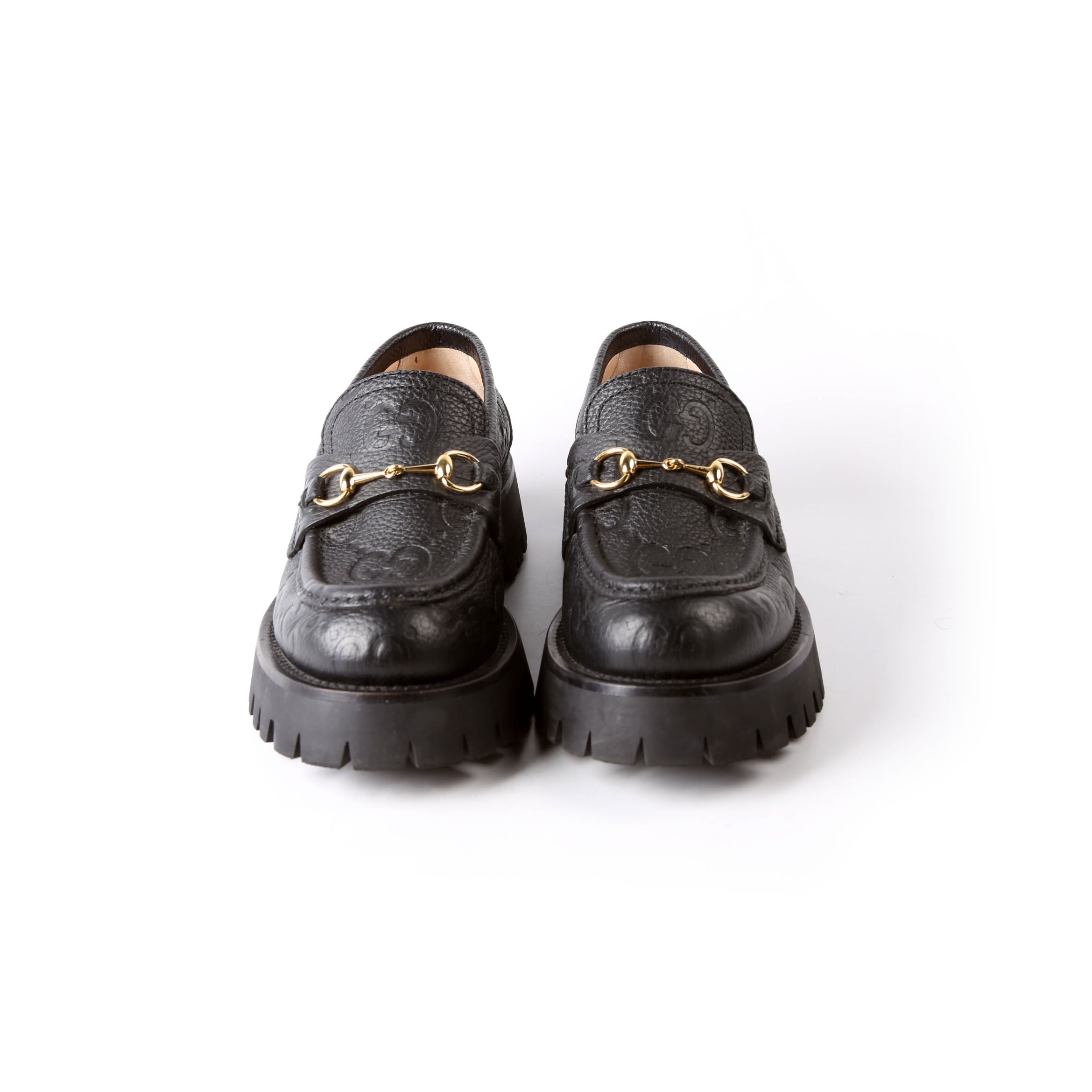 Gucci Horsebit GG Leather Lug Sole Platform Loafers Size 36.5