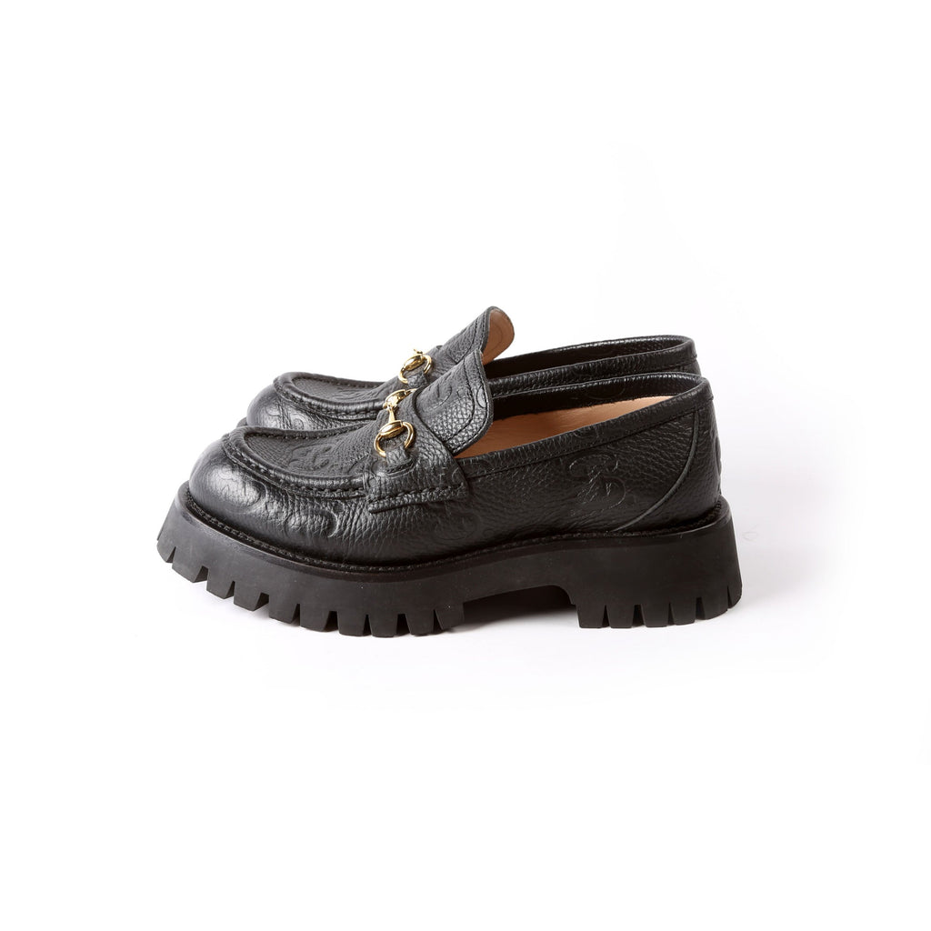 Gucci Horsebit GG Leather Lug Sole Platform Loafers Size 36.5