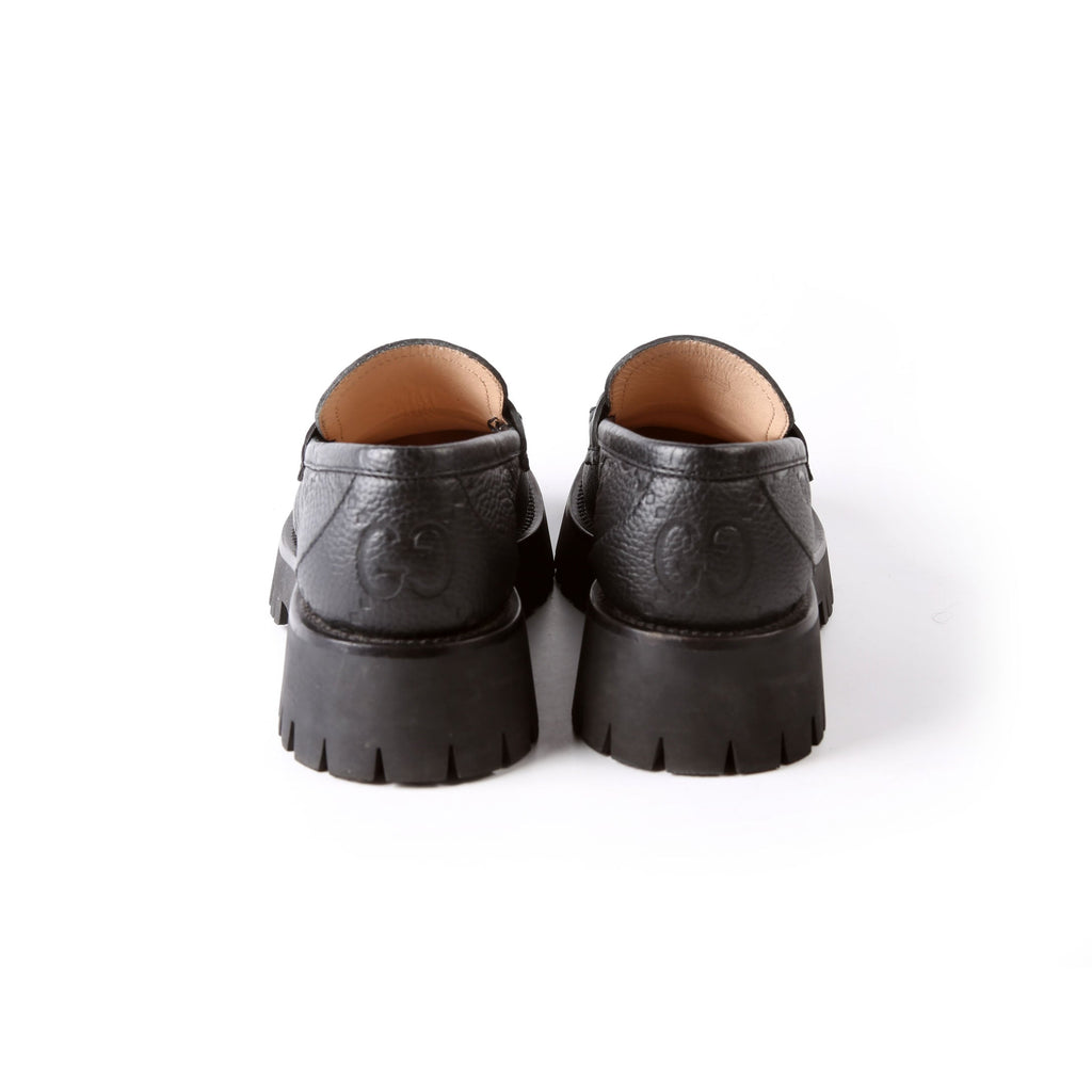 Gucci Horsebit GG Leather Lug Sole Platform Loafers Size 36.5