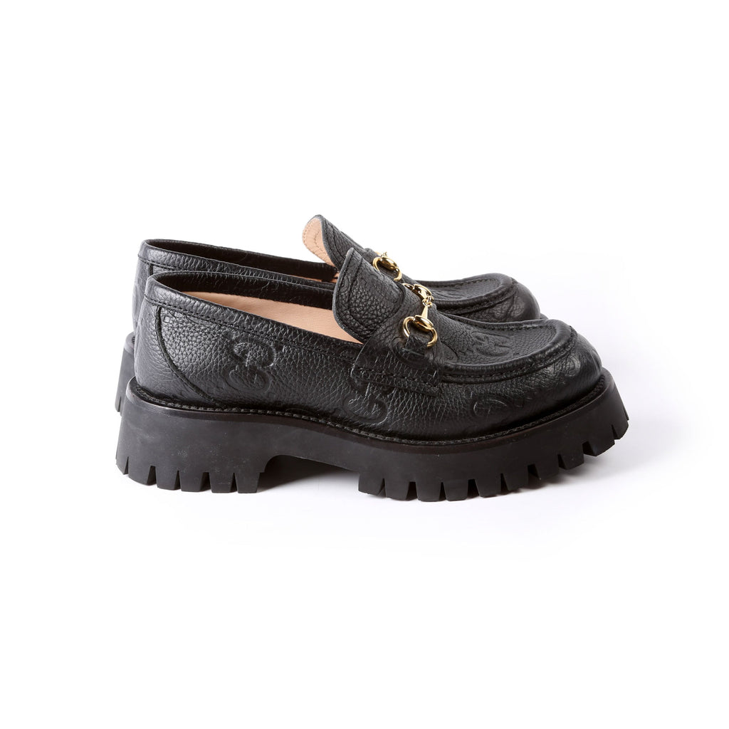 Gucci Horsebit GG Leather Lug Sole Platform Loafers Size 36.5