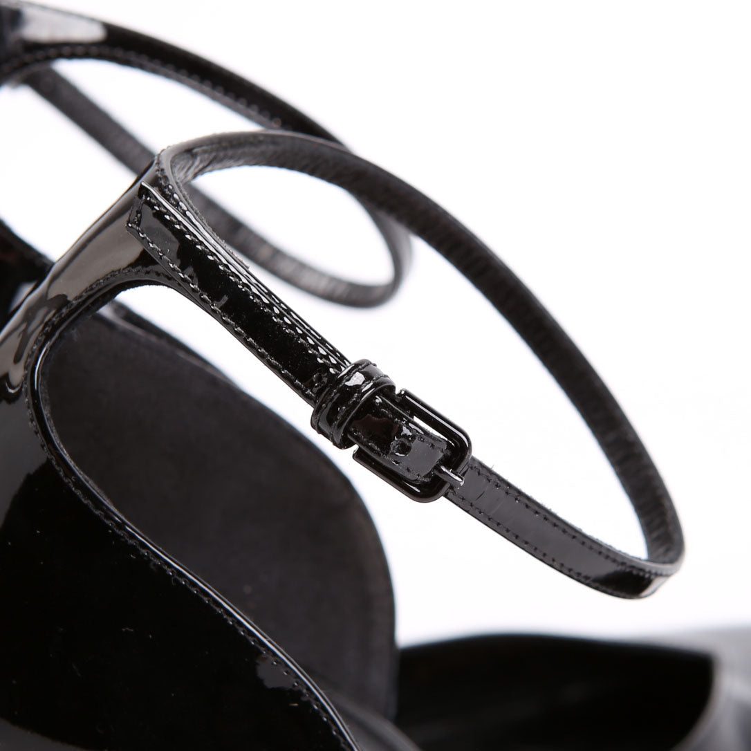 SAINT LAURENT Opyum Ankle Strap Pointed Toe Pumps Size 40 Black/Gold