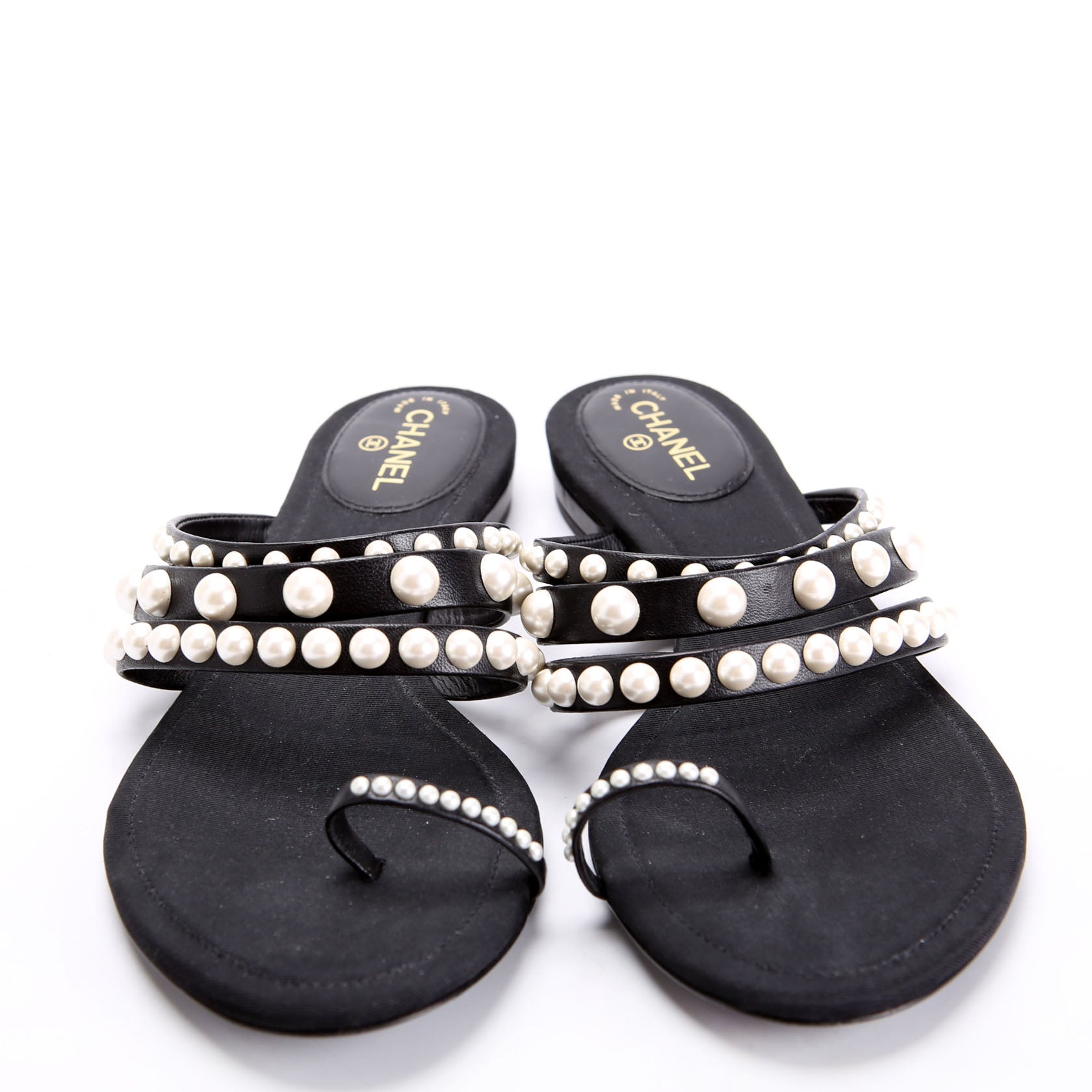 Pearl Strap Sandals Size 37 Black/Pearl