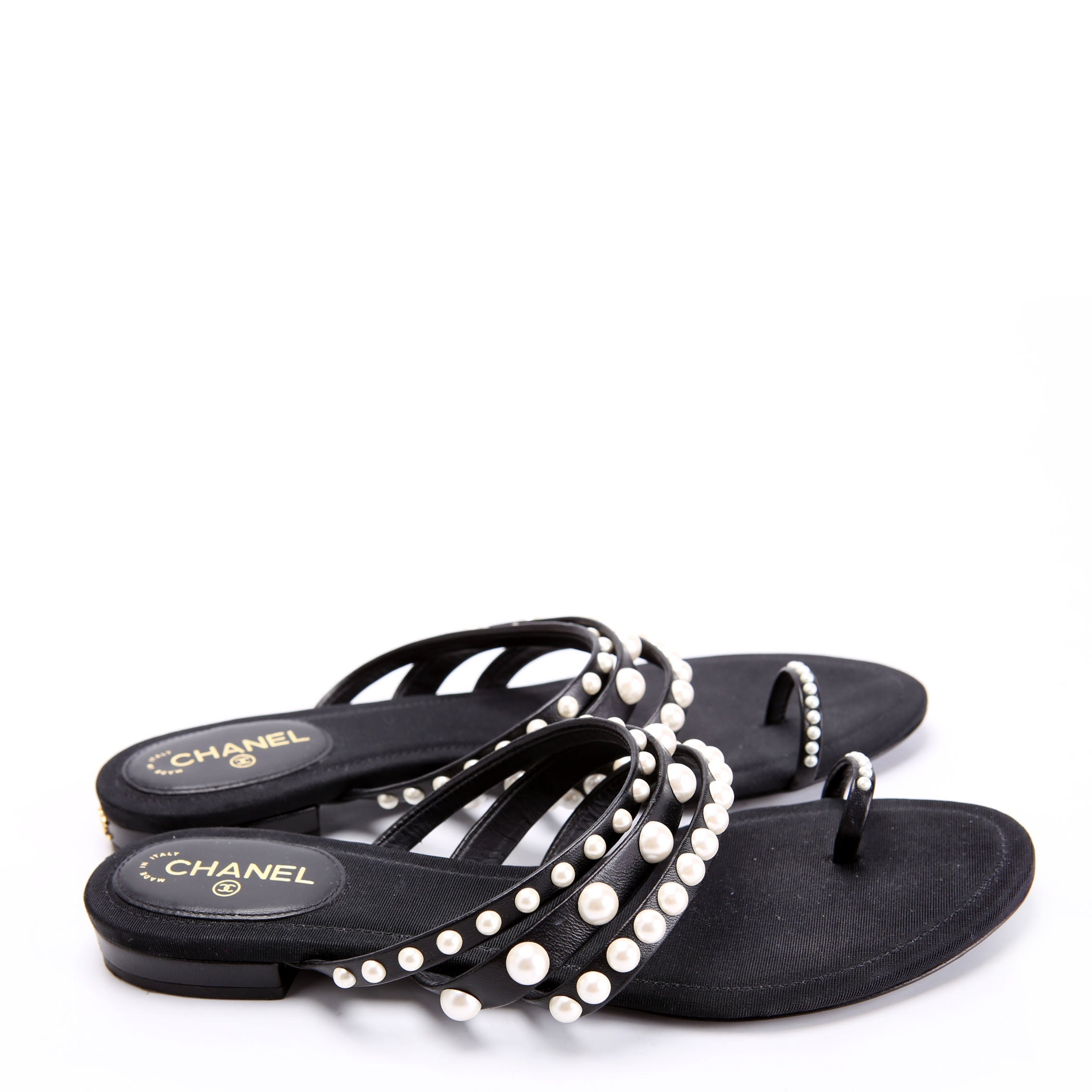 Pearl Strap Sandals Size 37 Black/Pearl