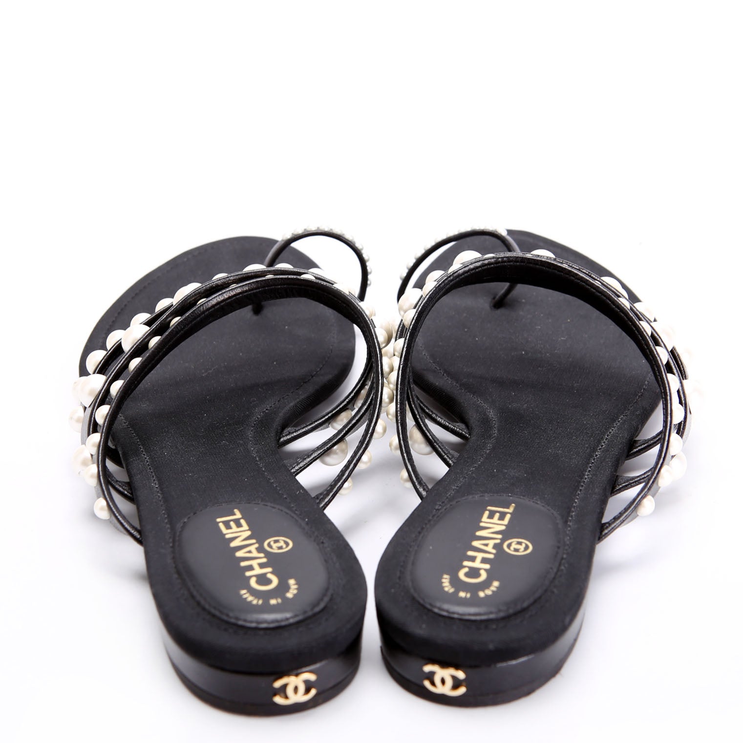 Pearl Strap Sandals Size 37 Black/Pearl