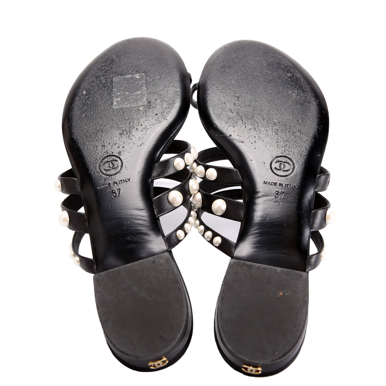 Pearl Strap Sandals Size 37 Black/Pearl