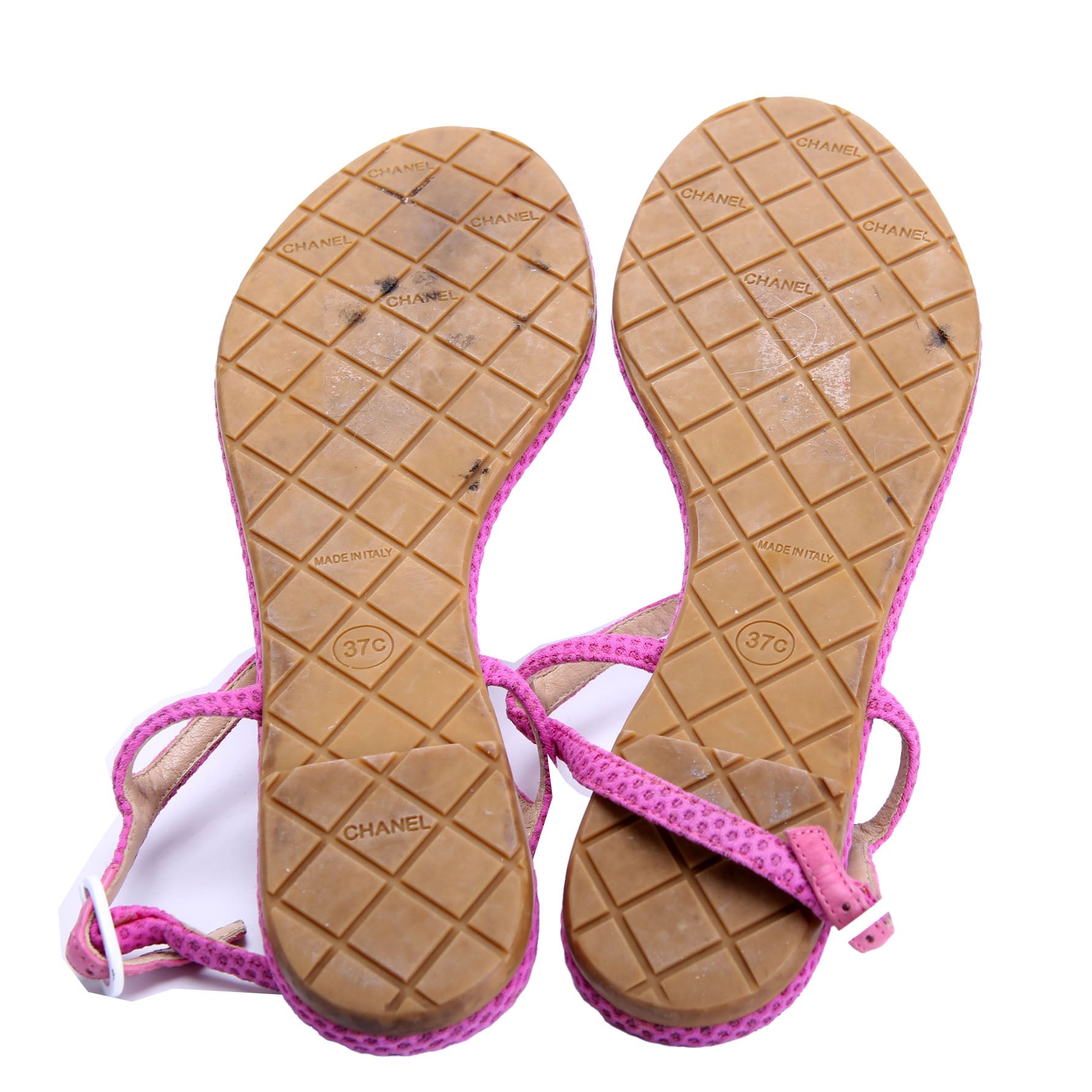 CC Logo T-Strap Sandals Size 37 Pink
