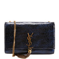 Kate Tassel Satchel Medium Crocodile Embossed 354119 Blue
