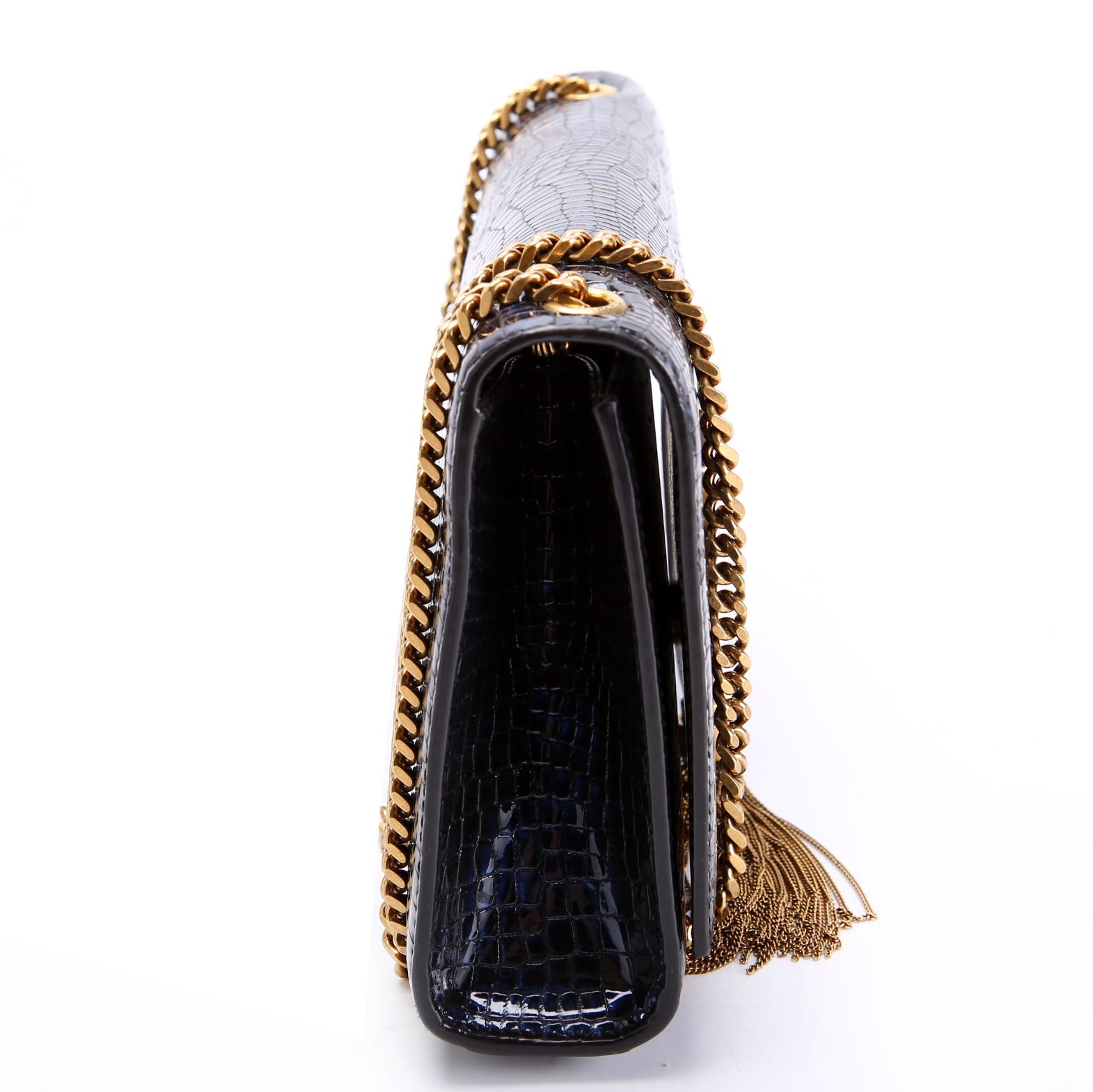 Kate Tassel Satchel Medium Crocodile Embossed 354119 Blue