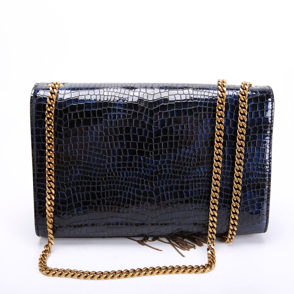 Kate Tassel Satchel Medium Crocodile Embossed 354119 Blue