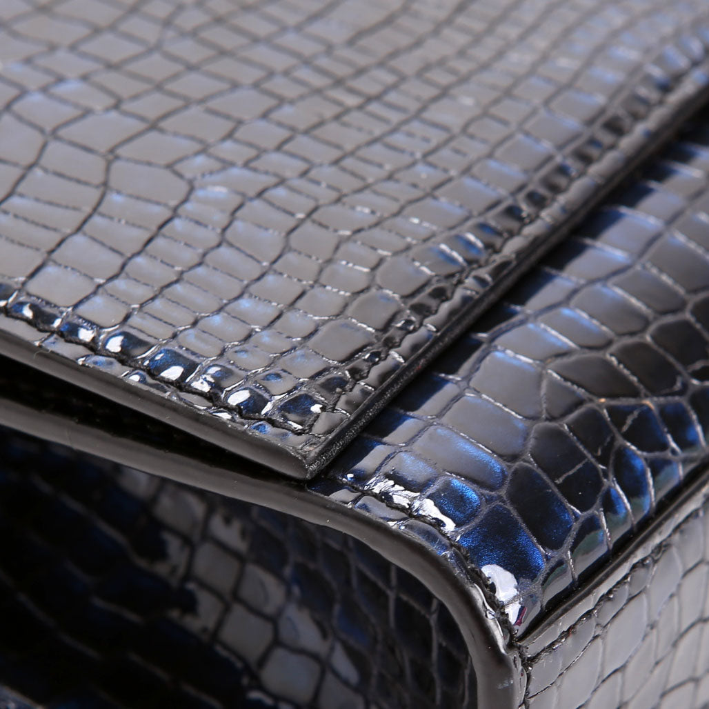 Kate Tassel Satchel Medium Crocodile Embossed 354119 Blue