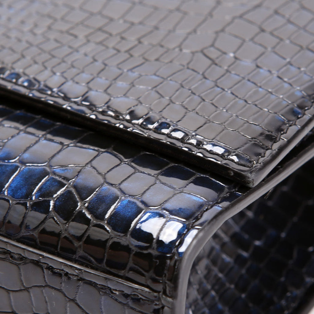Kate Tassel Satchel Medium Crocodile Embossed 354119 Blue