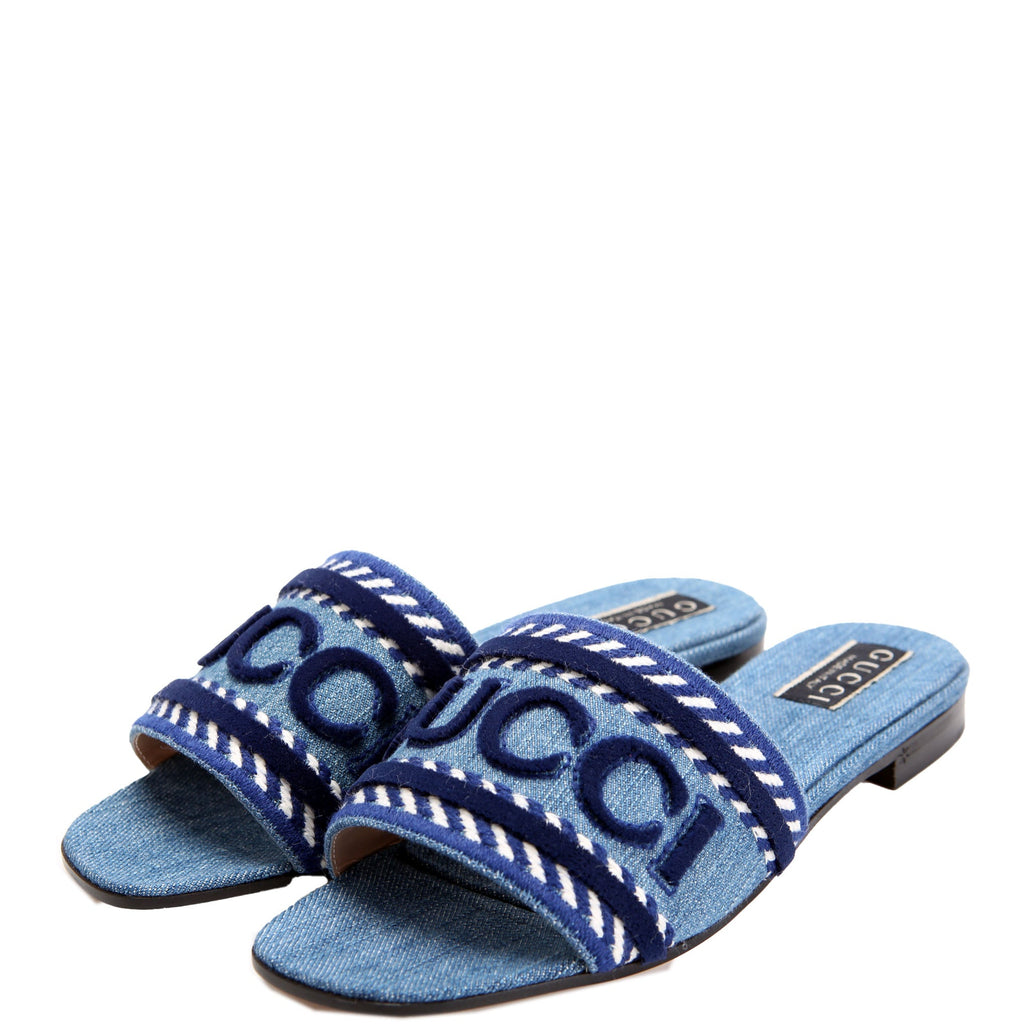 Jane Denim Slides Size 36.5 Blue