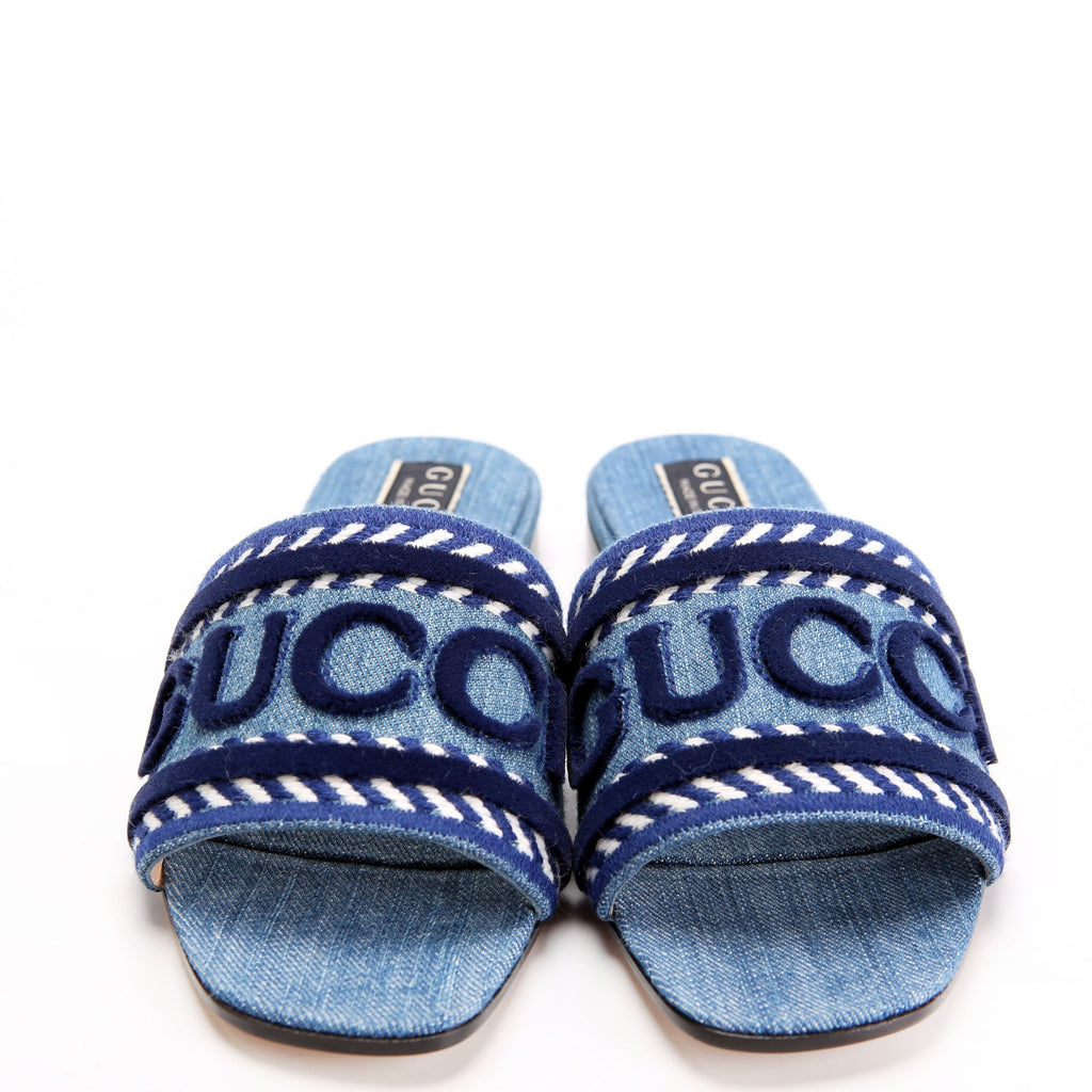 Jane Denim Slides Size 36.5 Blue