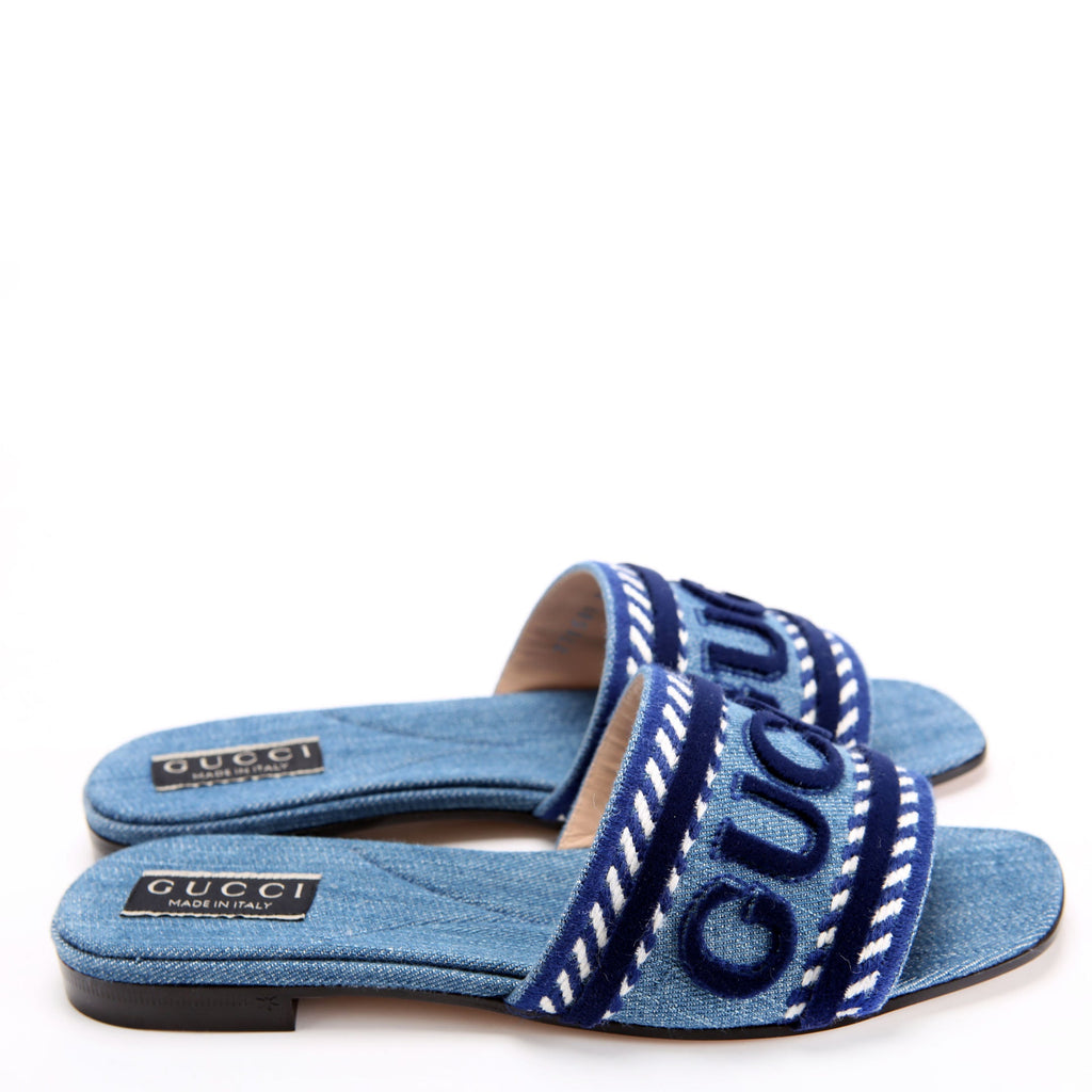 Jane Denim Slides Size 36.5 Blue