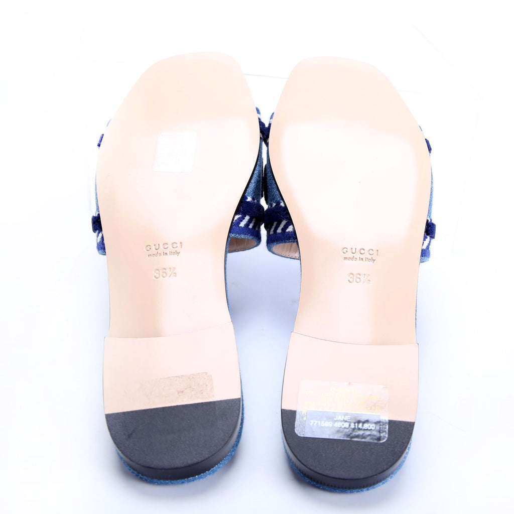 Jane Denim Slides Size 36.5 Blue