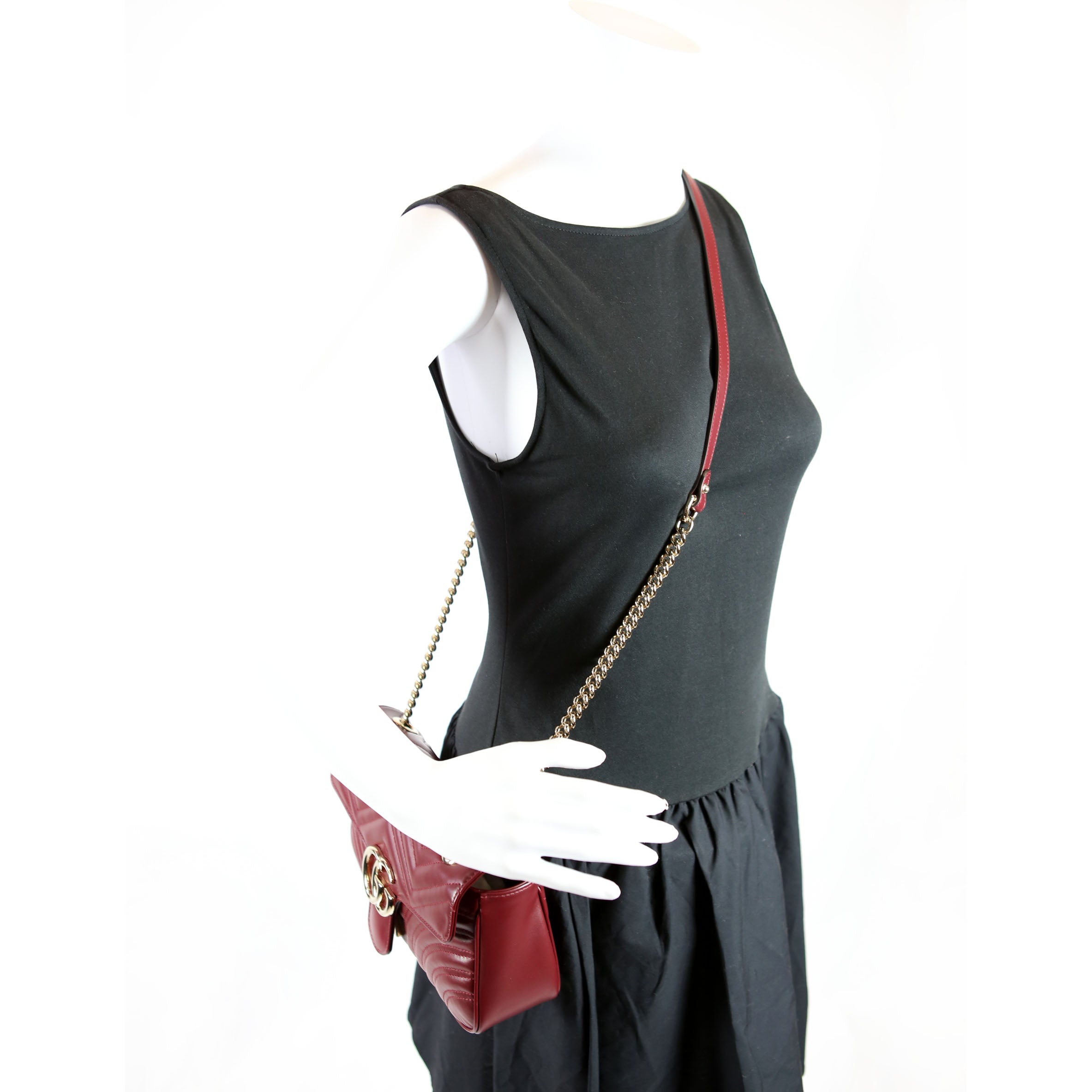 Gucci 4443497 Marmont Leather Shoulder Small Flap