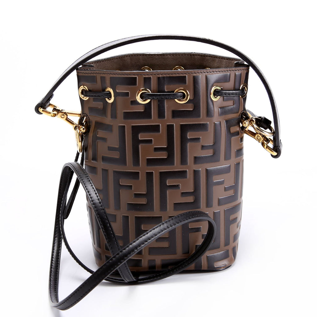 8BS010 Mon Tresor Mini Bucket Leather FF Brown/Black