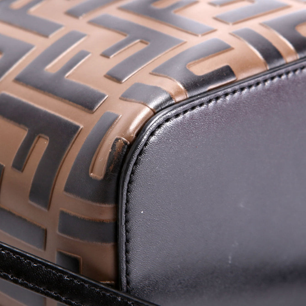8BS010 Mon Tresor Mini Bucket Leather FF Brown/Black
