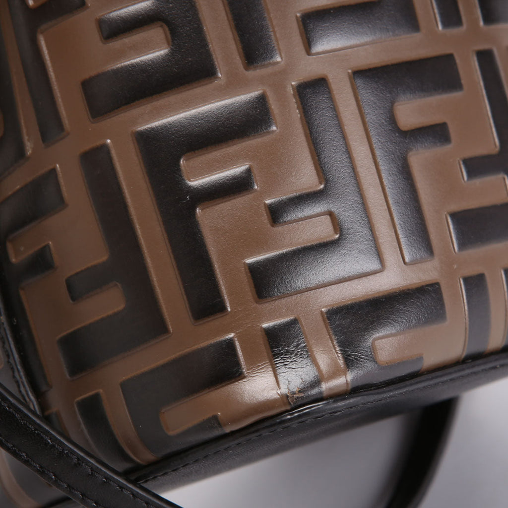 8BS010 Mon Tresor Mini Bucket Leather FF Brown/Black