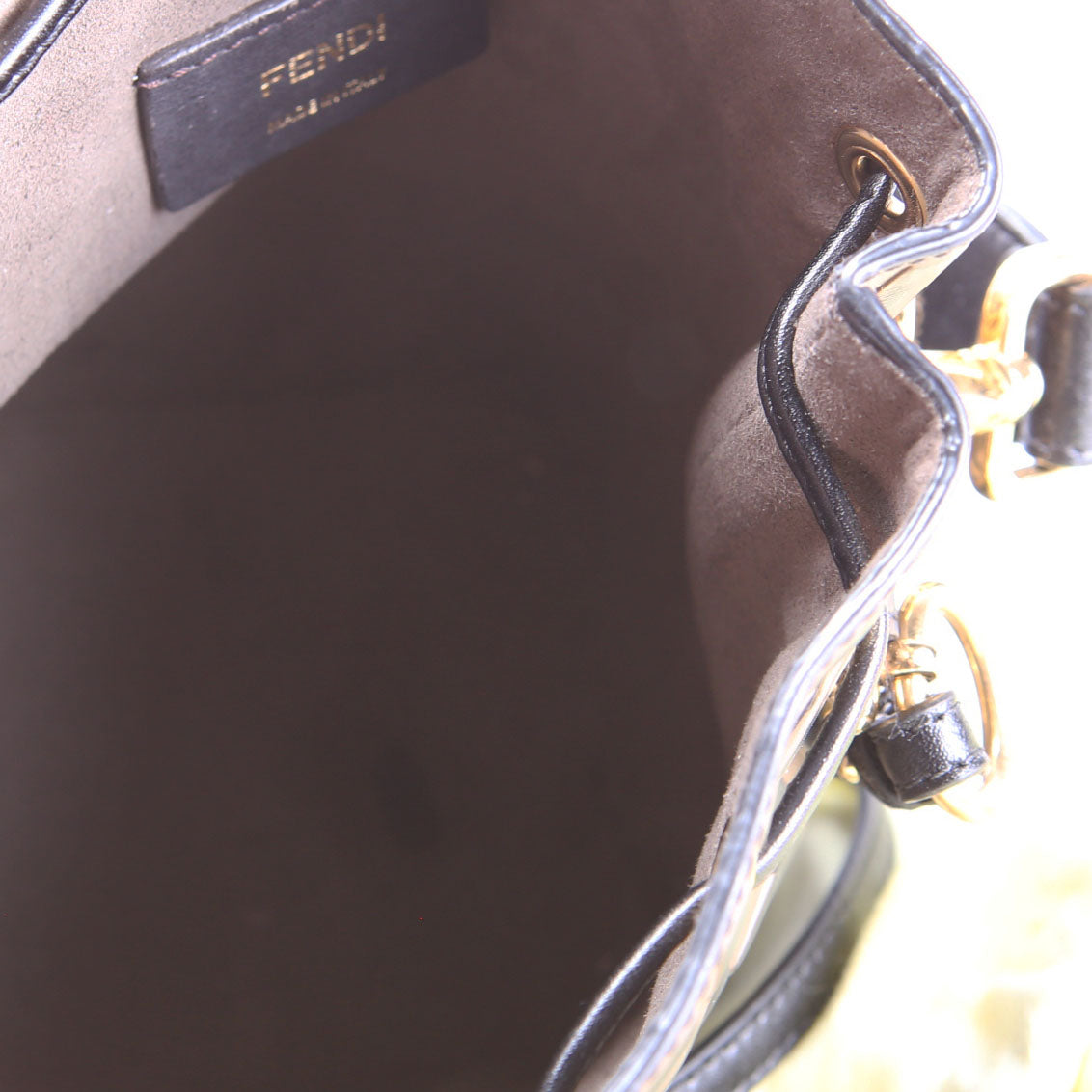 8BS010 Mon Tresor Mini Bucket Leather FF Brown/Black