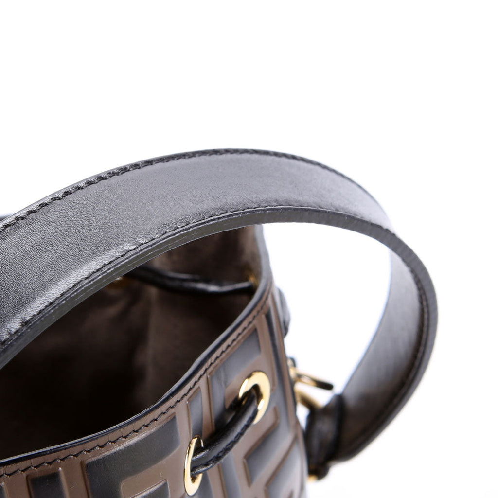 8BS010 Mon Tresor Mini Bucket Leather FF Brown/Black