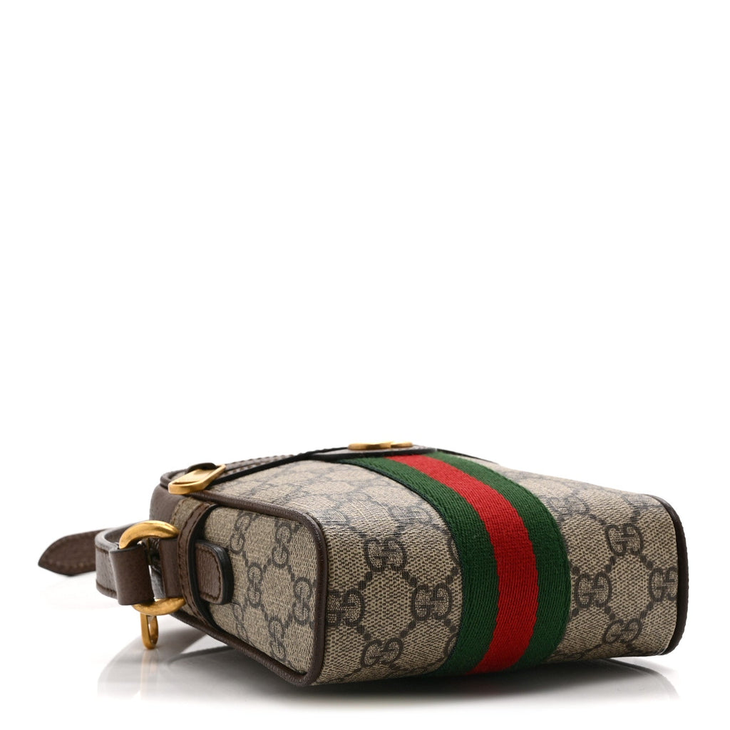 Gucci GG Supreme Monogram Web Mini Ophidia Messenger Brown